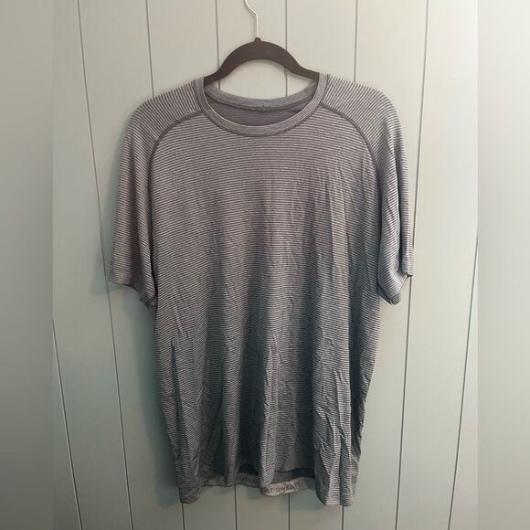 lululemon athletica Other - Mens Lululemon Short Sleeve Striped Shirt, Navy Blue, Large
